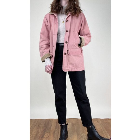 Rare Vintage L.L.Bean Pink Barn Coat Field Farm Utility Jacket Corduroy Workwear - Picture 2 of 12